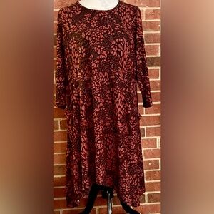 Trendyland Burt Orange &  Black Patterned 2 Pocket Hankerchief Dress